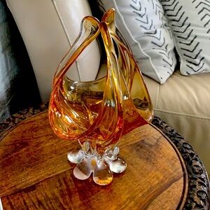 Hand Blown Orange Glass Dish